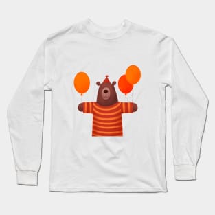 Funny bear with party ballons Long Sleeve T-Shirt